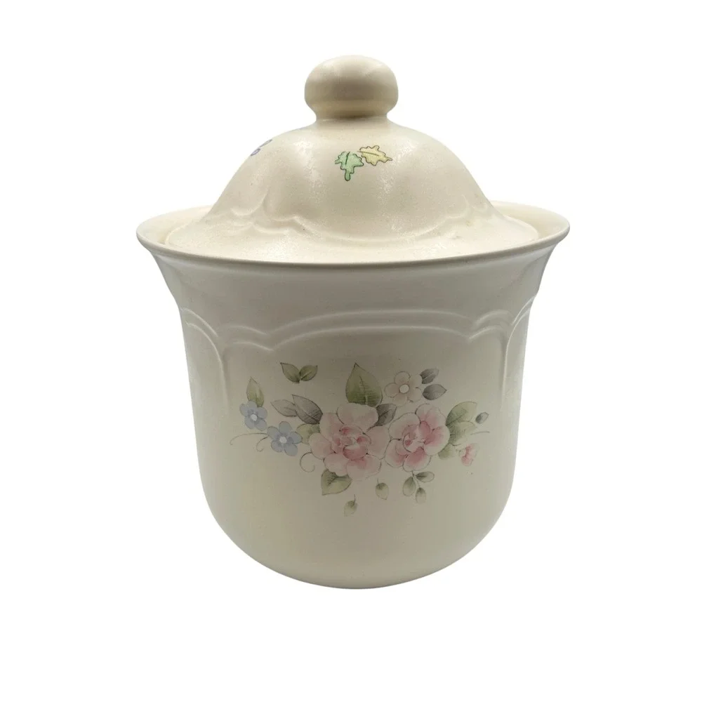 Vintage Pfaltzgraff Tea Rose‎ Dragonfly Cookie Jar Canister Cottagecore Large